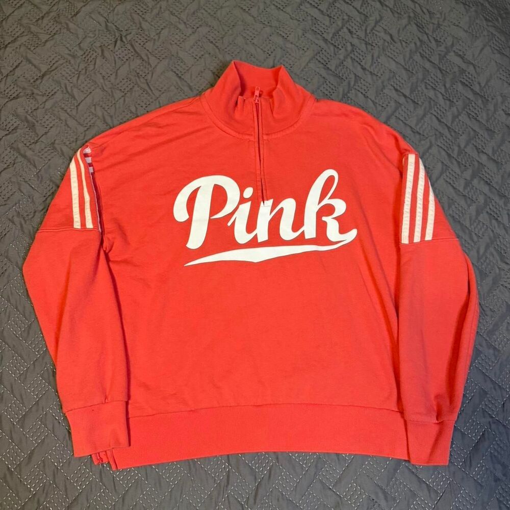 Y2K PINK Quarter Zip Pullover Salmon Color Size Small Women's